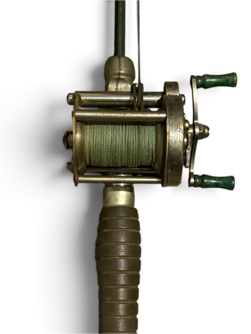 Vintage Pflueger Akron No 1893 Baitcasting Fishing Reel Level Wind Green Handles